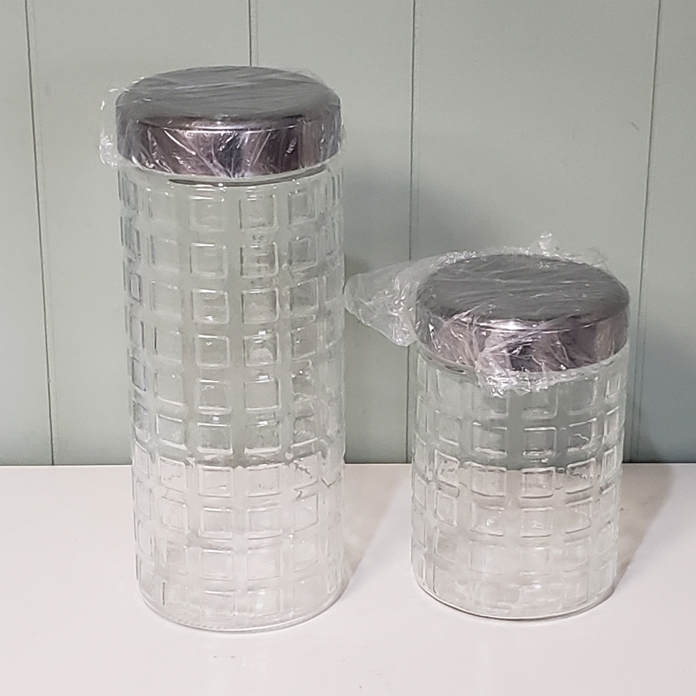 Glass Canister Set with Silver Lids